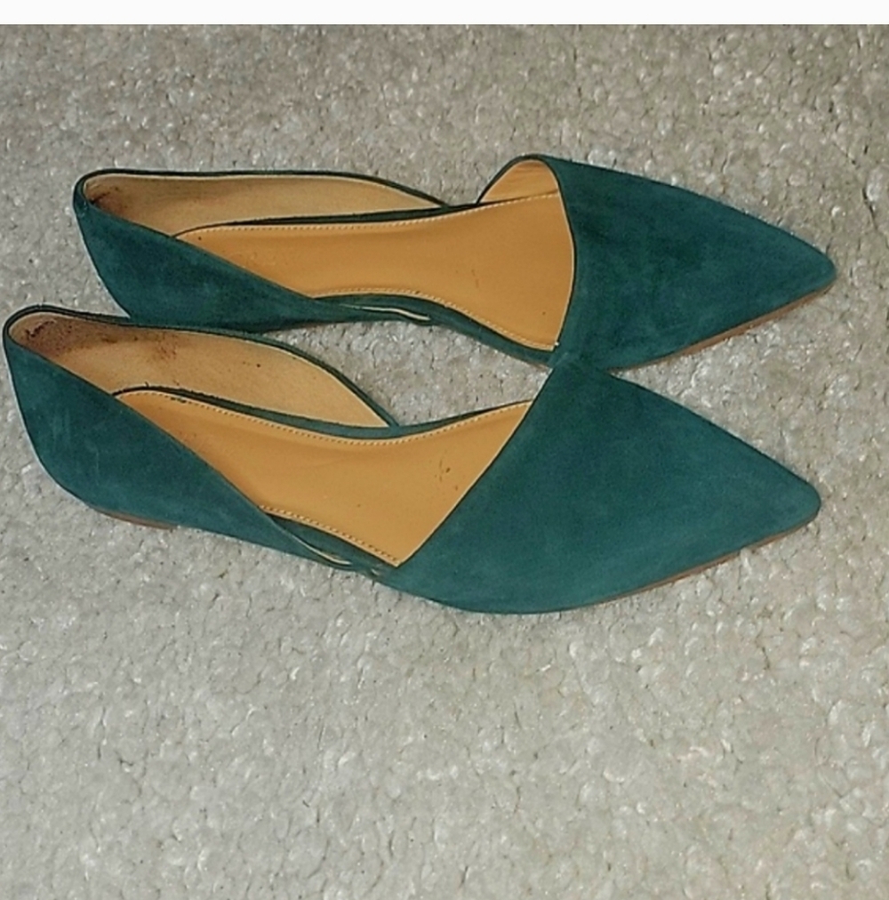 J CREW FACTORY Green D Orsay Flats Size 7.5 - Picture 10 of 12